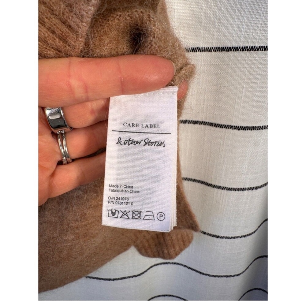 & Other Stories Alpaca Wool Mock Neck Sweater Size XS Camel Quiet Luxury - Picture 5 of 10